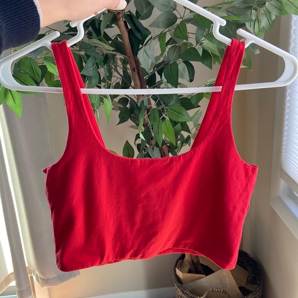 Red tank top crop top